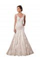Outlet Open Back Mermaid Tulle Wedding Dress with Lace Bodice