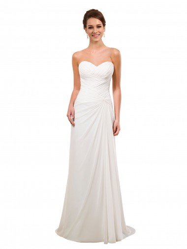 Outlet Sweetheart Neckline Chiffon Wedding Dress with Criss-Cross Ruched Bodice