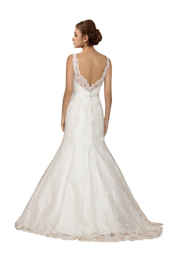 Outlet Sweethart V-Neckline Lace Wedding Dress with Shoulder Straps
