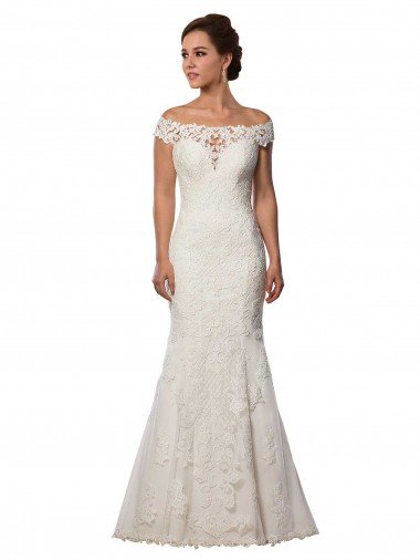 Outlet Modern Off the Shoulder Mermaid Lace Wedding Dress