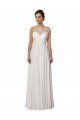Outlet Illusion Neck A-Line Chiffon Beach Wedding Dress with Lace Halter Neckline