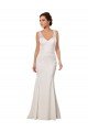 Outlet V-Neck Mermaid Crepe Wedding Dress with Lace Bodice