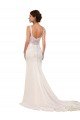 Outlet V-Neck Mermaid Crepe Wedding Dress with Lace Bodice