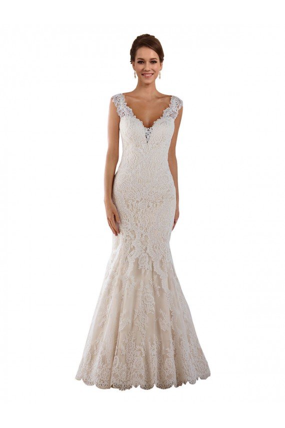Outlet V-Neck Mermaid Vintage Lace Wedding Dress