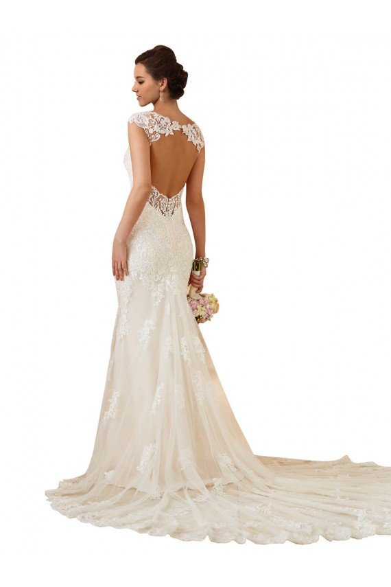 Outlet Modern Chapel Train Sweetheart Mermaid Lace Wedding Dress with Keyhole Back