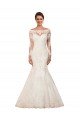 Outlet Long Sleeves Mermaid Lace Wedding Dress with Illusion Back