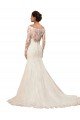 Outlet Long Sleeves Mermaid Lace Wedding Dress with Illusion Back