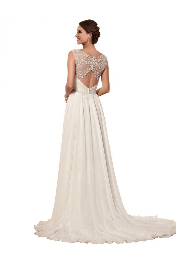 Outlet Sweetheart A-Line Chiffon Wedding Dress with Beaded Shoulder Straps