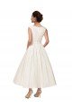 Outlet V-Neck A-Line Short Ankle Length Satin Wedding Dress