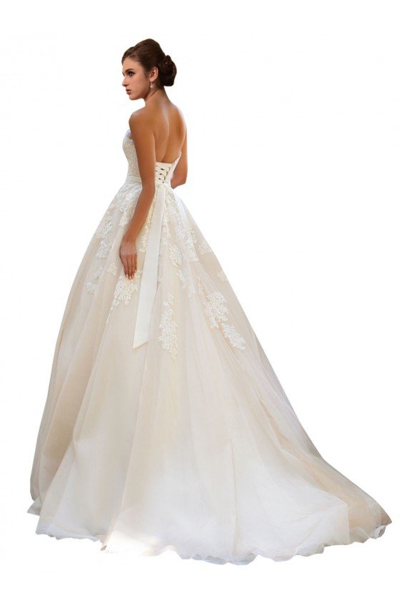 Outlet Sweetheart Ball Gown Tulle Wedding Dress with Lace Bodice
