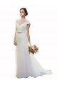 Outlet Cap Sleeves Off the Shoulder Ruched Mermaid Tulle Beach Wedding Dress