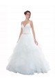 Outlet Spaghetti Straps Ball Gown Beach Wedding Dress with Lace Bodice