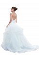 Outlet Spaghetti Straps Ball Gown Beach Wedding Dress with Lace Bodice