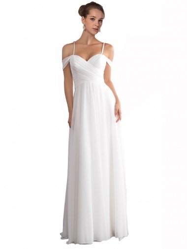 Outlet Off the Shoulder A-Line Ruched Chiffon Beach Wedding Dress