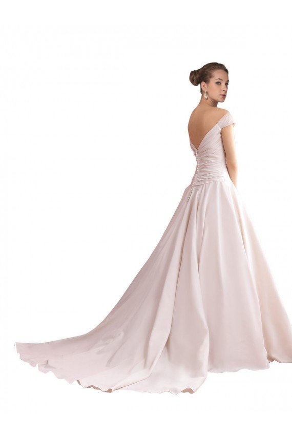 Outlet Off the Shoulder Sweetheart Ball Gown Satin Wedding Dress