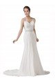Outlet Sweetheart Sheath Chiffon Beach Wedding Dress with Beaded Belts