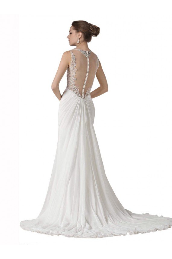 Outlet Sweetheart Sheath Chiffon Beach Wedding Dress with Beaded Belts