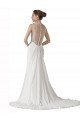 Outlet Sweetheart Sheath Chiffon Beach Wedding Dress with Beaded Belts