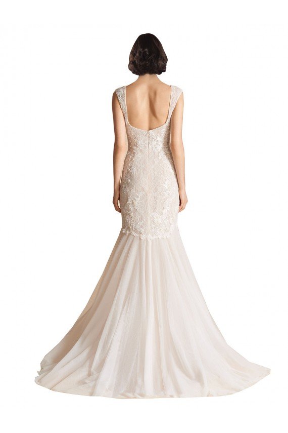 Outlet V-Neck Mermaid Tulle Wedding Dress
