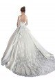 Outlet Long Sleeves Illusion Neck A-Line Satin Wedding Dress with Lace Bodice
