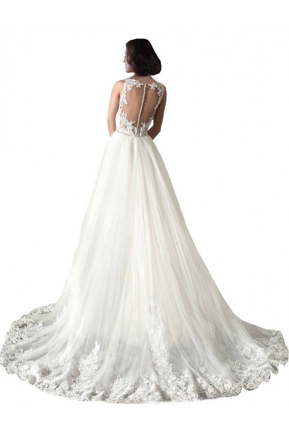 Outlet Sweetheart Fit and Flare Tulle Lace Wedding Dress