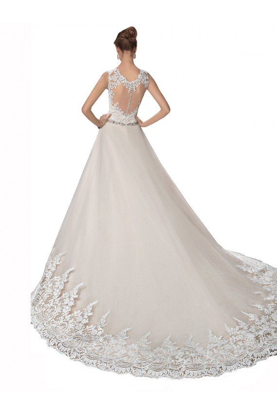 Outlet Sweetheart Cap Sleeves Tulle Lace Wedding Dress