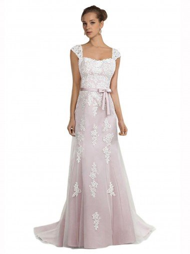 Outlet Strapless Mermaid Tulle Lace Beach Wedding Dress with Belt