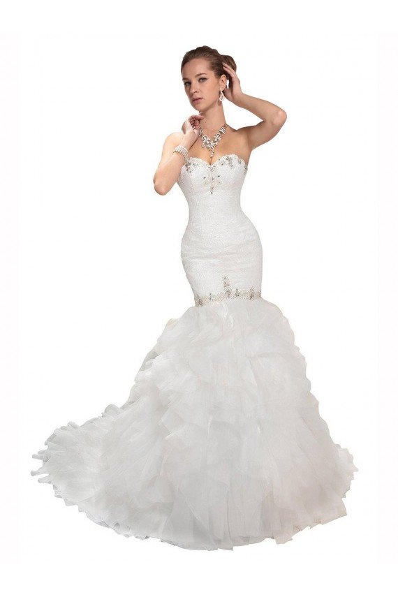 Outlet Sweetheart Mermaid Cascading Organza Wedding Dress