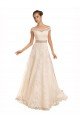 Outlet Off the Shoulder Illusion Back A-Line Lace Beach Wedding Dress