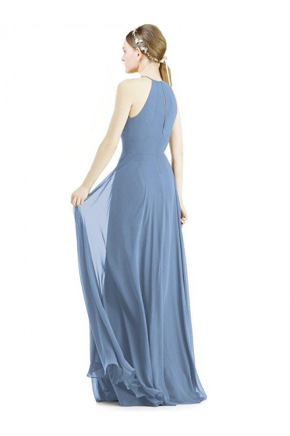 Outlet Keyhole Halter Chiffon Maxi Bridesmaid Dress