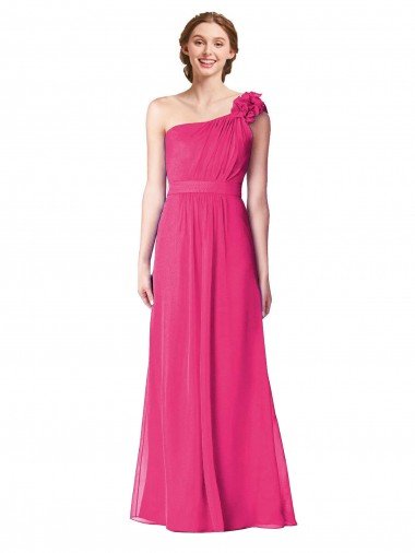 Outlet Full Length One Shoulder Chiffon Bridesmaid Dress
