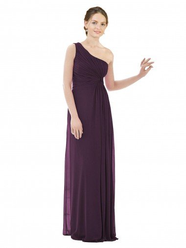 Outlet Draped One Shoulder Full Length Chiffon Bridesmaid Dress