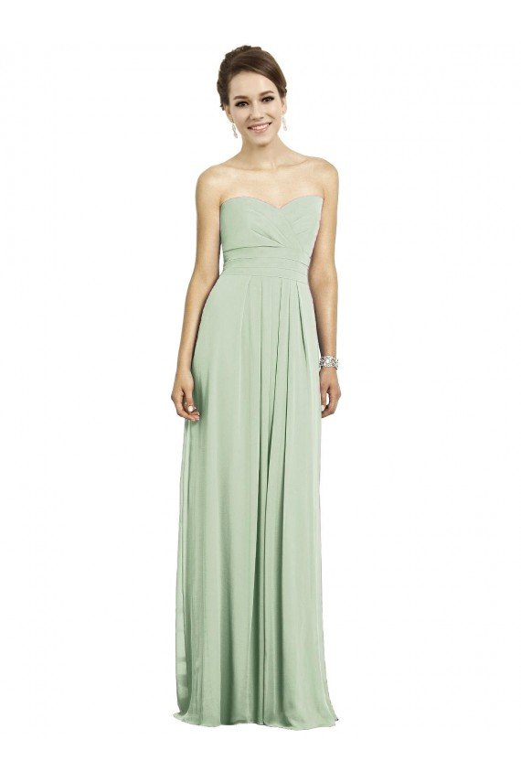 Outlet Full Length Strapless Chiffon Bridesmaid Dress with Sweetheart Neckline