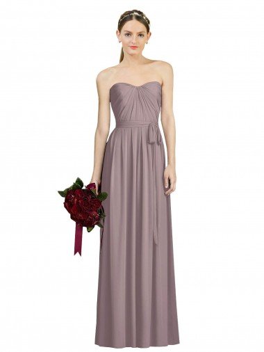 Outlet Sweetheart Neckline Long Full Length Chiffon Bridesmaid Dress