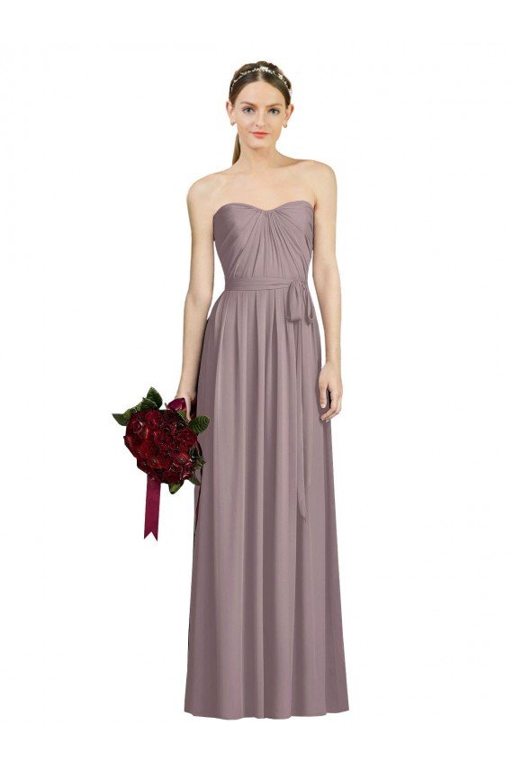 Outlet Sweetheart Neckline Long Full Length Chiffon Bridesmaid Dress