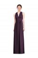 Outlet Long Chiffon V-Neck Bridesmaid Dress with Shirred Bodice