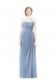 Outlet Strapless Long Chiffon Bridesmaid Dress with Sweetheart Neckline