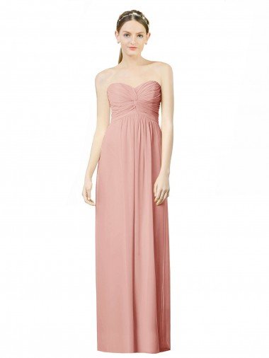 Outlet Long Chiffon Sweetheart Bridesmaid Dress with Twist Bodice