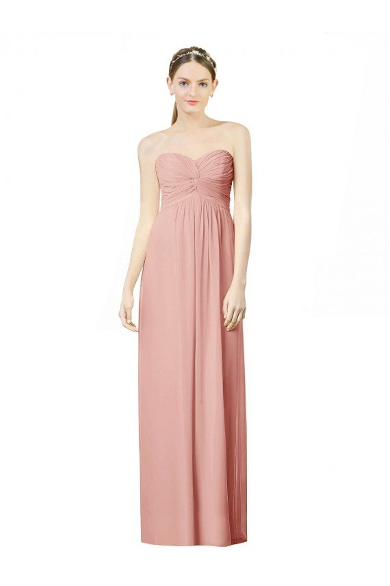 Outlet Long Chiffon Sweetheart Bridesmaid Dress with Twist Bodice