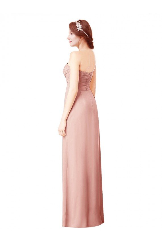 Outlet Long Chiffon Sweetheart Bridesmaid Dress with Twist Bodice