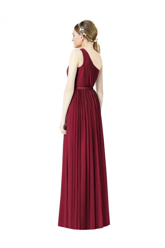 Outlet One Shoulder Full Length Long Chiffon Bridesmaid Dress.