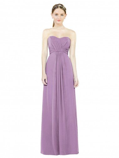 Outlet Sweetheart Neckline Strapless Chiffon Bridesmaid Dress with Wrap Pleat