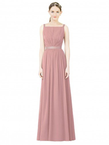 Outlet High Neck Chiffon Bridesmaid Dress with Low Back