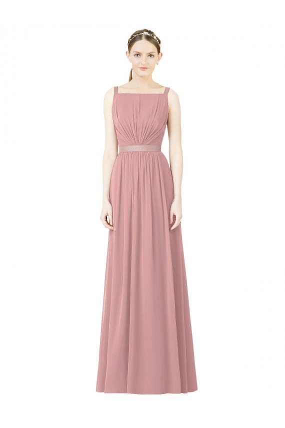 Outlet High Neck Chiffon Bridesmaid Dress with Low Back