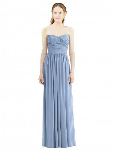 Outlet Strapless Long Chiffon Dress with Sweetheart Neckline And Draped Bodice