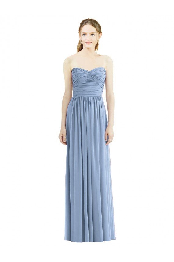 Outlet Strapless Long Chiffon Dress with Sweetheart Neckline And Draped Bodice