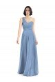 Outlet One Shoulder Long Chiffon Bridesmaid Dress with Sweetheart Bodice