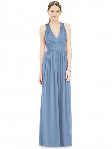 Outlet Sleeveless Cross Strap Back Chiffon Bridesmaid Dress