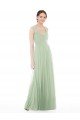 Outlet Sheer Back Cap Sleeves Long Chiffon Bridesmaid Dress 