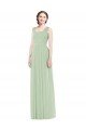 Outlet Sleeveless Chiffon Long Bridesmaid Dress with Shoulder Straps